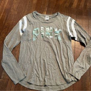 PINK Victoria's Secret Gray Long Sleeve Tee